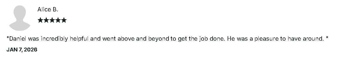 Client review screenshot from Alice B.